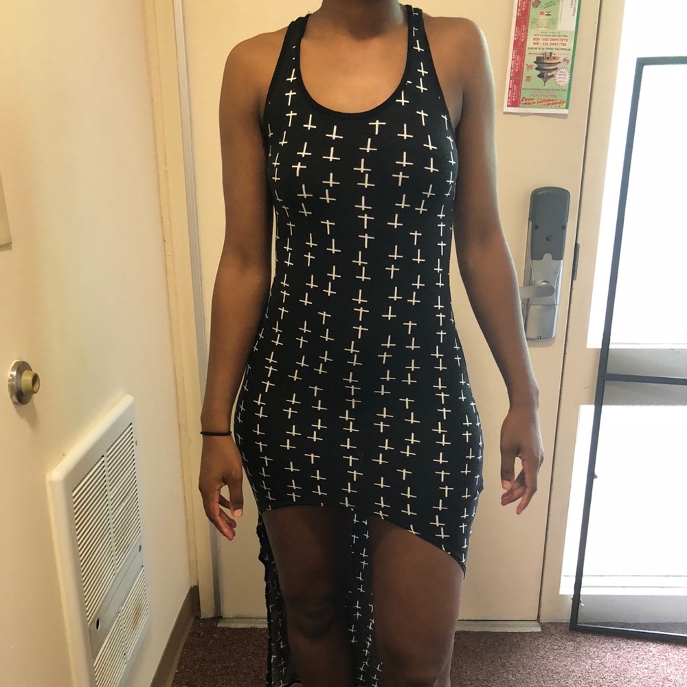 High Low black dress with Crosses